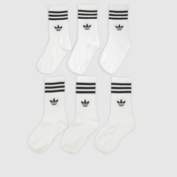 adidas White & Black Kids Stripe Crew Socks 6PK Socks