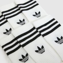 adidas Kids Stripe Crew Socks 6PK in White & Black adidas Kids Stripe Crew Socks 6PK,2 of 4
