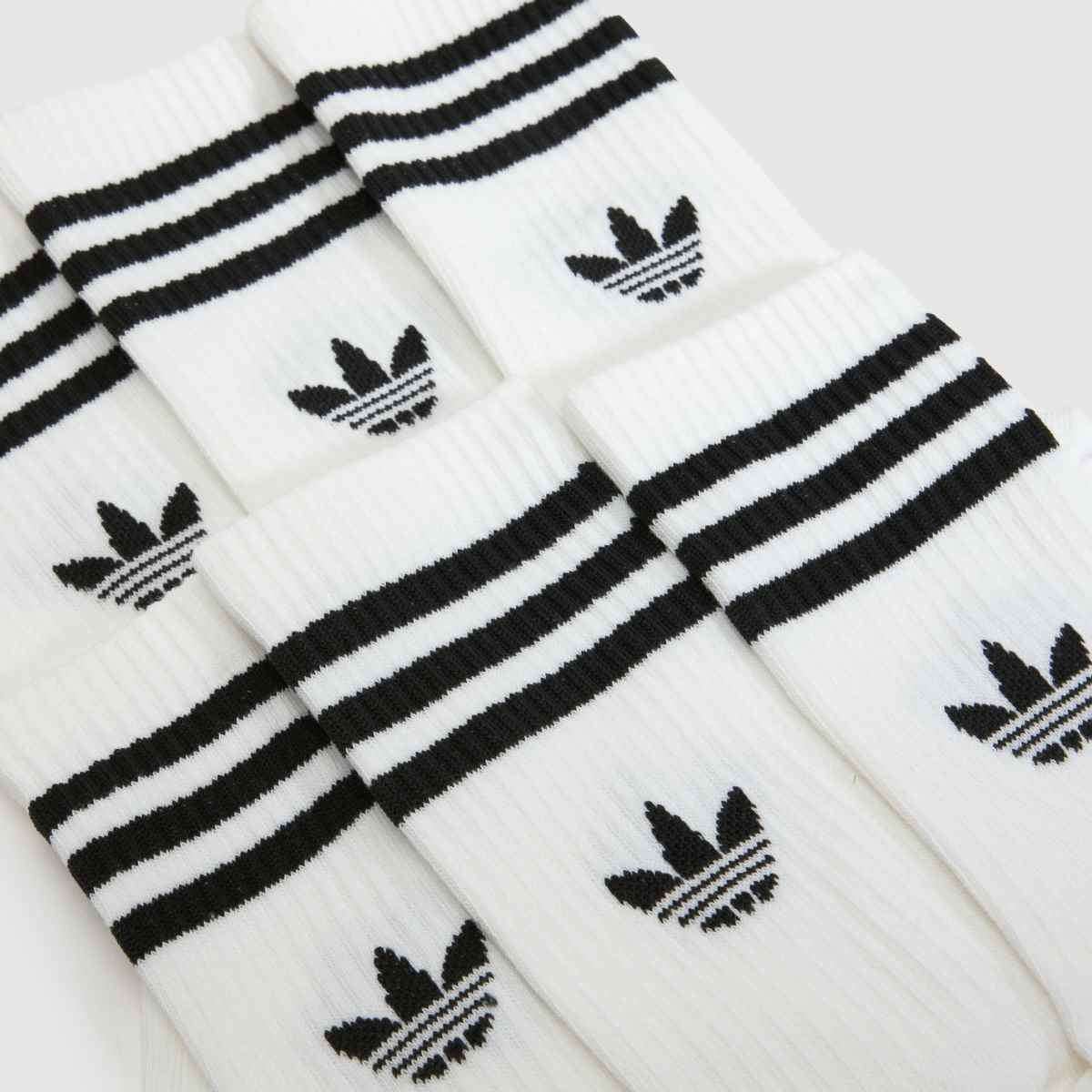 adidas Kids Stripe Crew Socks 6PK in White & Black adidas Kids Stripe Crew Socks 6PK 1