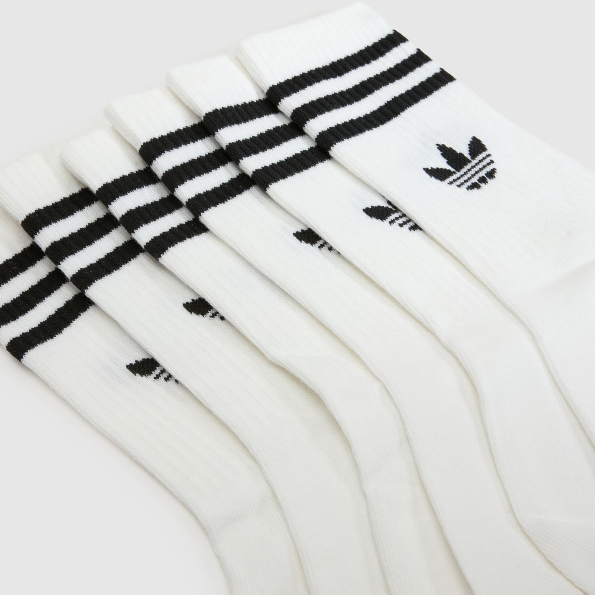 adidas Kids Stripe Crew Socks 6PK in White & Black adidas Kids Stripe Crew Socks 6PK 7