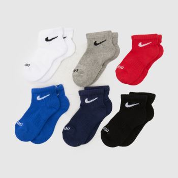 Nike Multi Kids Basic Quarter Sock 6 Pk Socks