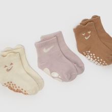 Nike Infant Cozy Ribbed Socks 3 Pk in Brown Multi Nike Infant Cozy Ribbed Socks 3 Pk,2 of 4