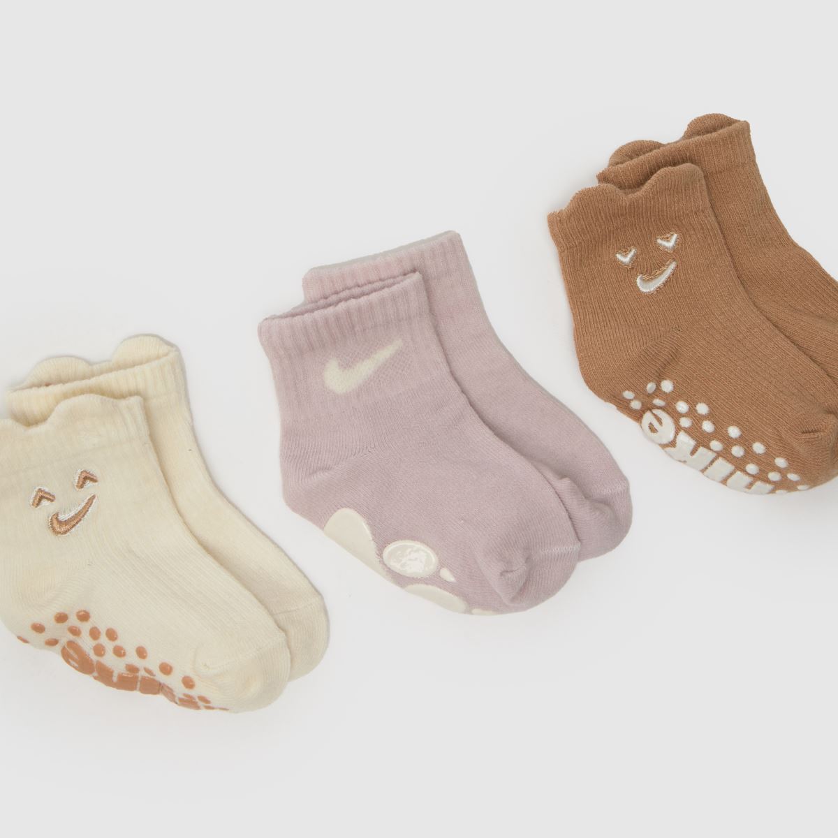 Nike Infant Cozy Ribbed Socks 3 Pk in Brown Multi Nike Infant Cozy Ribbed Socks 3 Pk 1
