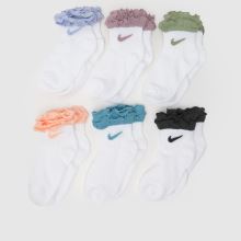 Nike Infant Ruffle Ankle Socks 6PK in White Multi Nike Infant Ruffle Ankle Socks 6PK,1 of 4