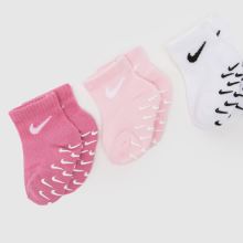 Nike Kids Gripper Ankle Socks 3 PK in Pink Multi Nike Kids Gripper Ankle Socks 3 PK,2 of 4