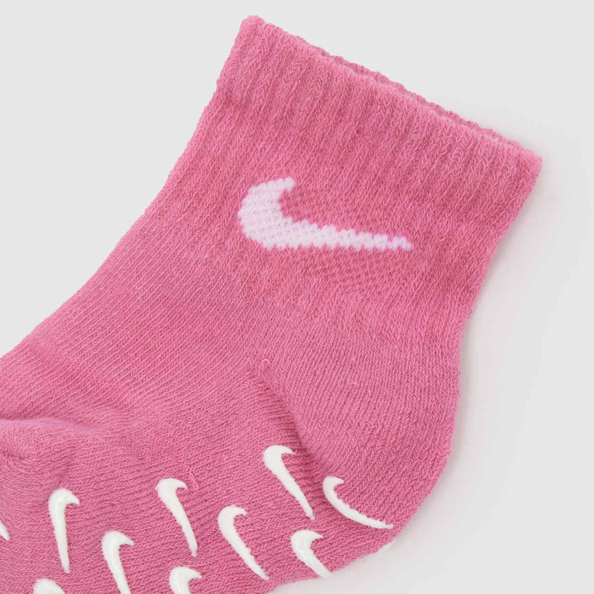 Nike Kids Gripper Ankle Socks 3 PK in Pink Multi Nike Kids Gripper Ankle Socks 3 PK 4