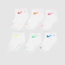 Nike Kids Ankle Socks 6 Pack in White Multi Nike Kids Ankle Socks 6 Pack,1 of 4