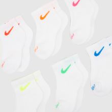 Nike Kids Ankle Socks 6 Pack in White Multi Nike Kids Ankle Socks 6 Pack,2 of 4