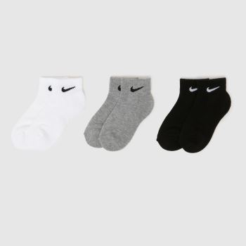 Nike Grey Multi Kids Ankle Socks 3 Pack Socks
