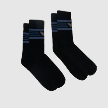 EA7 Emporio Armani black crew socks 2 pack EA7 Emporio Armani black crew socks 2 pack