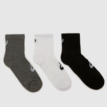 ASICS Grey Multi Quarter Socks 3 Pack Socks