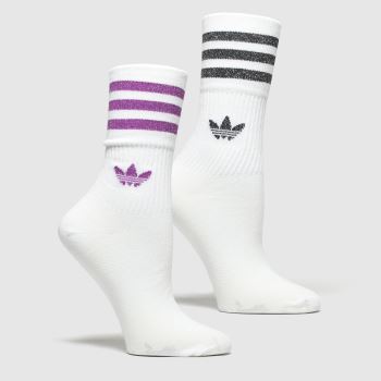 accessories adidas white & purple mid cut glitter 2pk accessories adidas white & purple mid cut glitter 2pk
