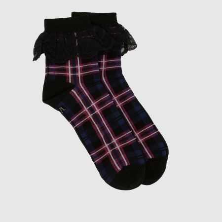 Pink Multi Dr Martens Tartan Frill Sock Socks | schuh