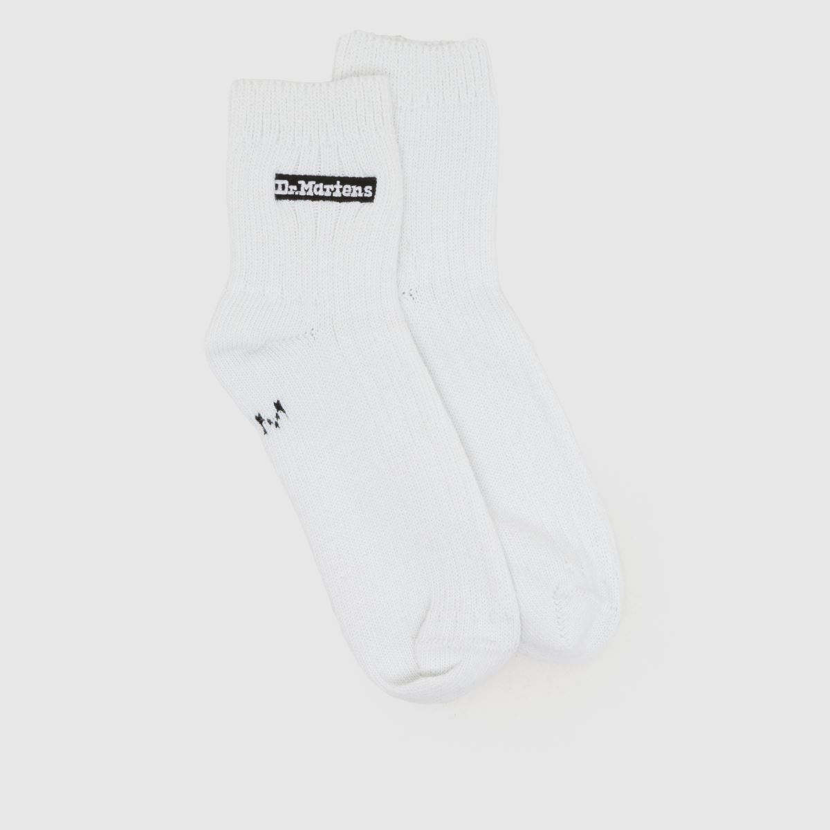 Dr. Martens Short Quarter Socks in White & Black, Size: 3-7