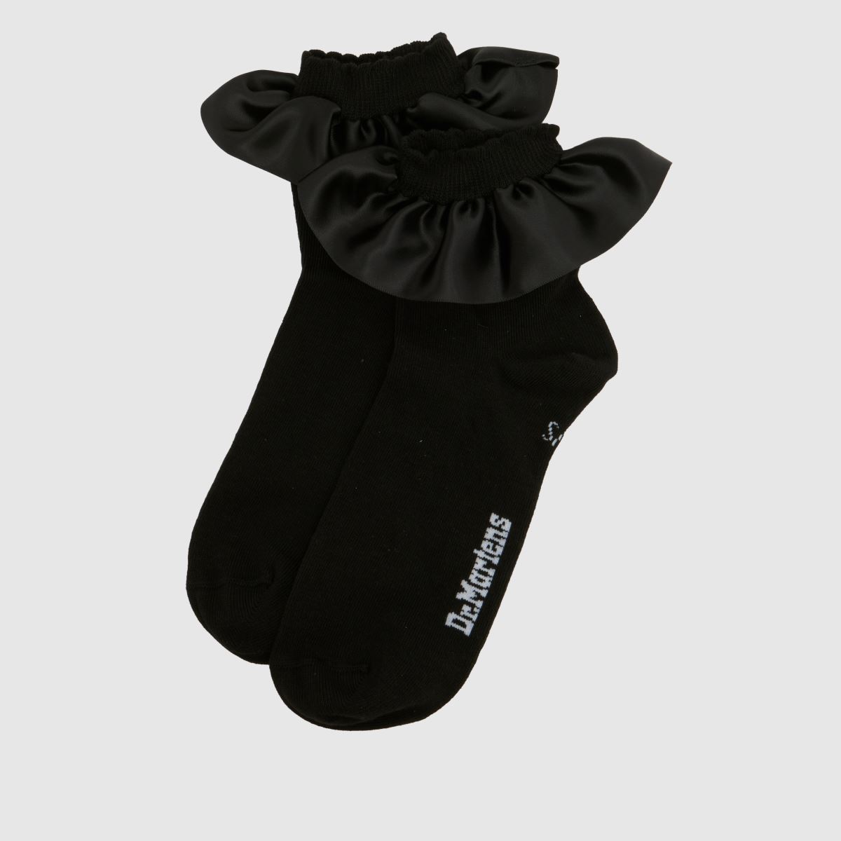 Dr Martens Satin Frill Socks in Black & White, Cotton, Size: 3-7