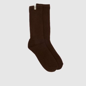 UGG Dark Brown Shealy Cozy Crew Sock Socks