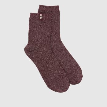 UGG Burgundy Lavinia Shimmer Quarter Sock Socks