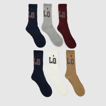 Polo Ralph Lauren Multi Crew Sock 6 Pack Socks