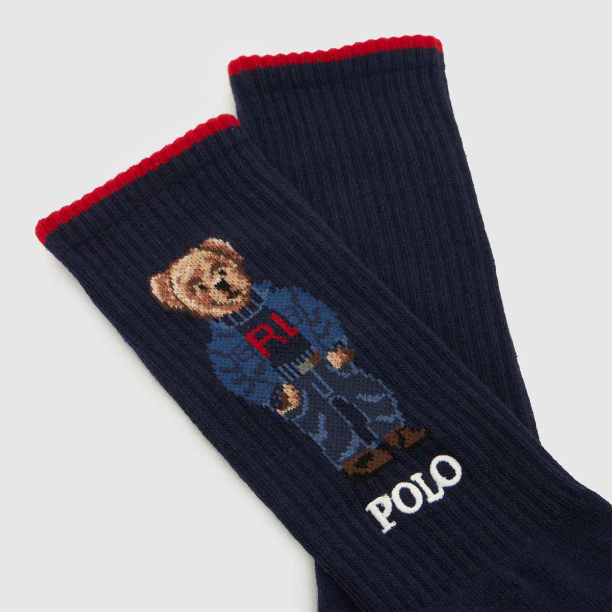 Polo Ralph Lauren Bear Crew Socks 2 Pack in Navy Multi Polo Ralph Lauren Bear Crew Socks 2 Pack 7