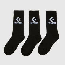 Converse Crew Socks 3 Pack in Black Converse Crew Socks 3 Pack,1 of 4