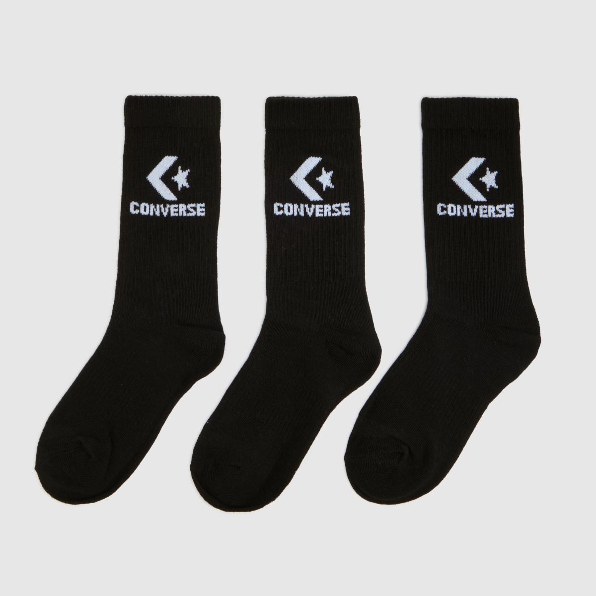 Converse Crew Socks 3 Pack in Black Converse Crew Socks 3 Pack