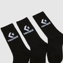 Converse Crew Socks 3 Pack in Black Converse Crew Socks 3 Pack,2 of 4