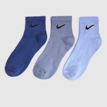 Nike Pale Blue Multi Everyday Ankle Sock 3 Pack Socks