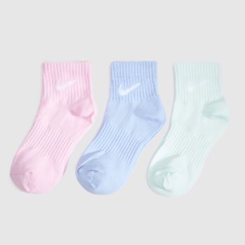 Nike Pink Multi Everyday Ankle Socks 3 Pack Socks
