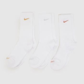 Nike White Multi Everyday Plus Crew Socks 3PK Socks