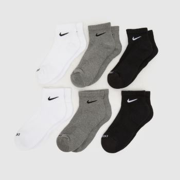Nike Black & Grey Everyday Ankle Sock 6 PK Socks