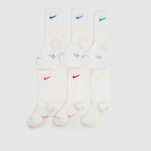 Nike Everyday Crew Socks 6PK in White Multi Nike Everyday Crew Socks 6PK,1 of 4