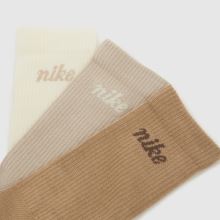 Nike Everyday Crew Socks 3PK in Beige Multi Nike Everyday Crew Socks 3PK,2 of 4