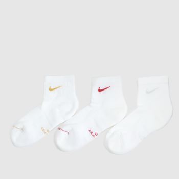 Nike White Multi Metallic Ankle Socks 3pk Socks