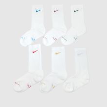 Nike Metallic Crew Socks 6PK in White Multi Nike Metallic Crew Socks 6PK,1 of 4