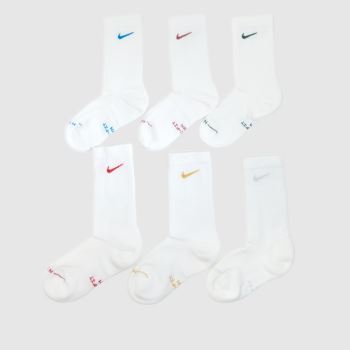 Nike White Multi Metallic Crew Socks 6PK Socks