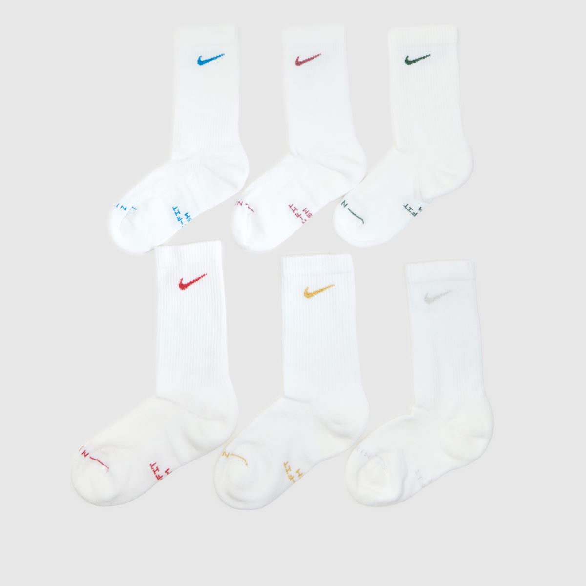 Nike Metallic Crew Socks 6PK in White Multi Nike Metallic Crew Socks 6PK