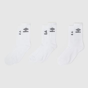 UMBRO White & Black Sports Crew Sock 3 Pack Socks