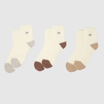 New Balance Beige Multi Chunky Knit Ankle Sck 3 Pk Socks