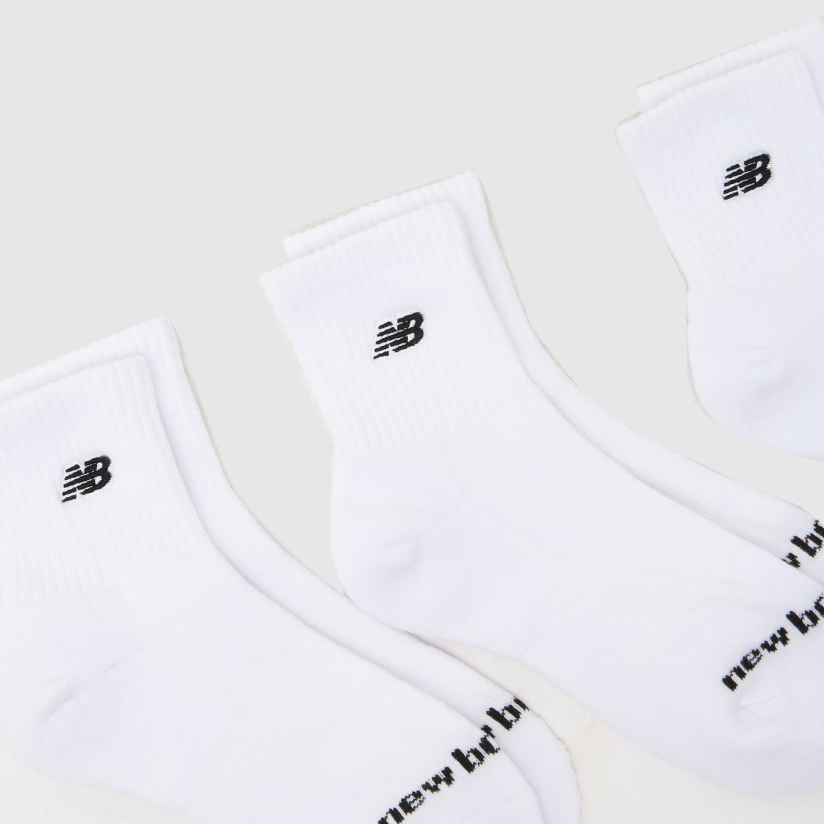 New Balance Patch Logo Ankle Socks 3PK in White New Balance Patch Logo Ankle Socks 3PK 1