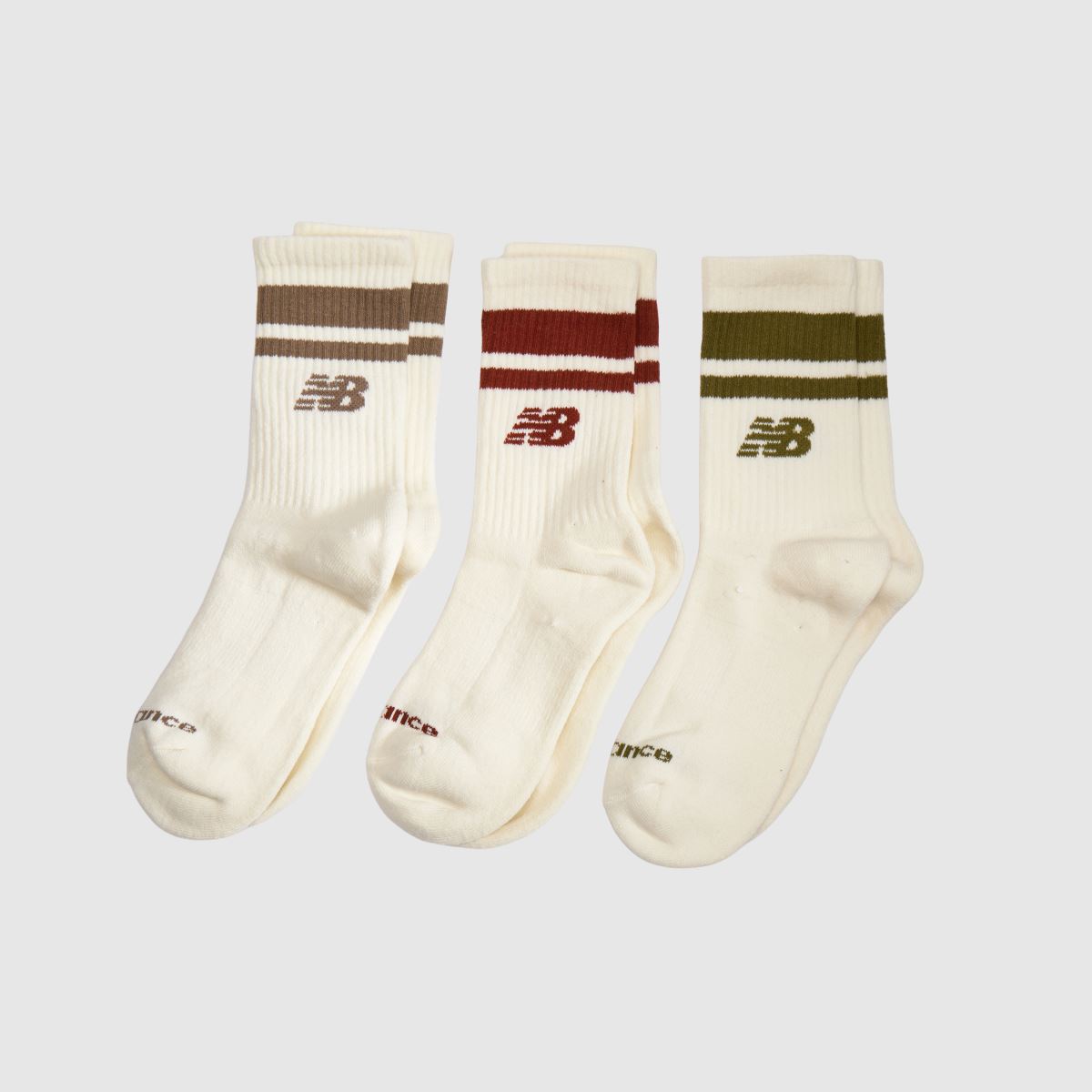 New Balance Stripe Midcalf Socks 3pk New Balance Stripe Midcalf Socks 3PK