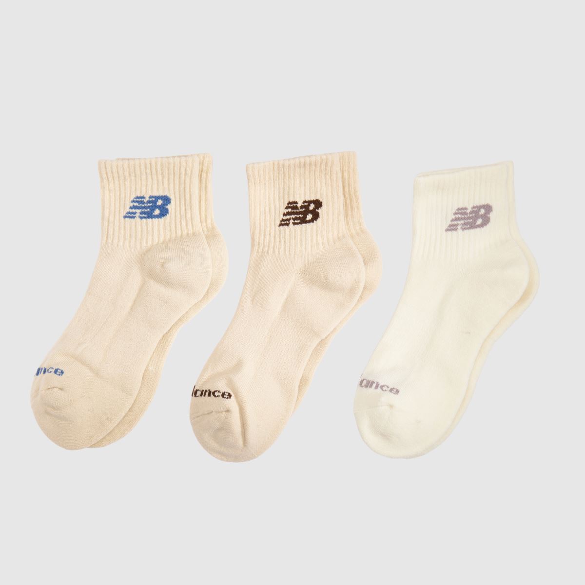 New Balance Everyday Ankle Socks 3PK in Beige Multi New Balance Everyday Ankle Socks 3PK