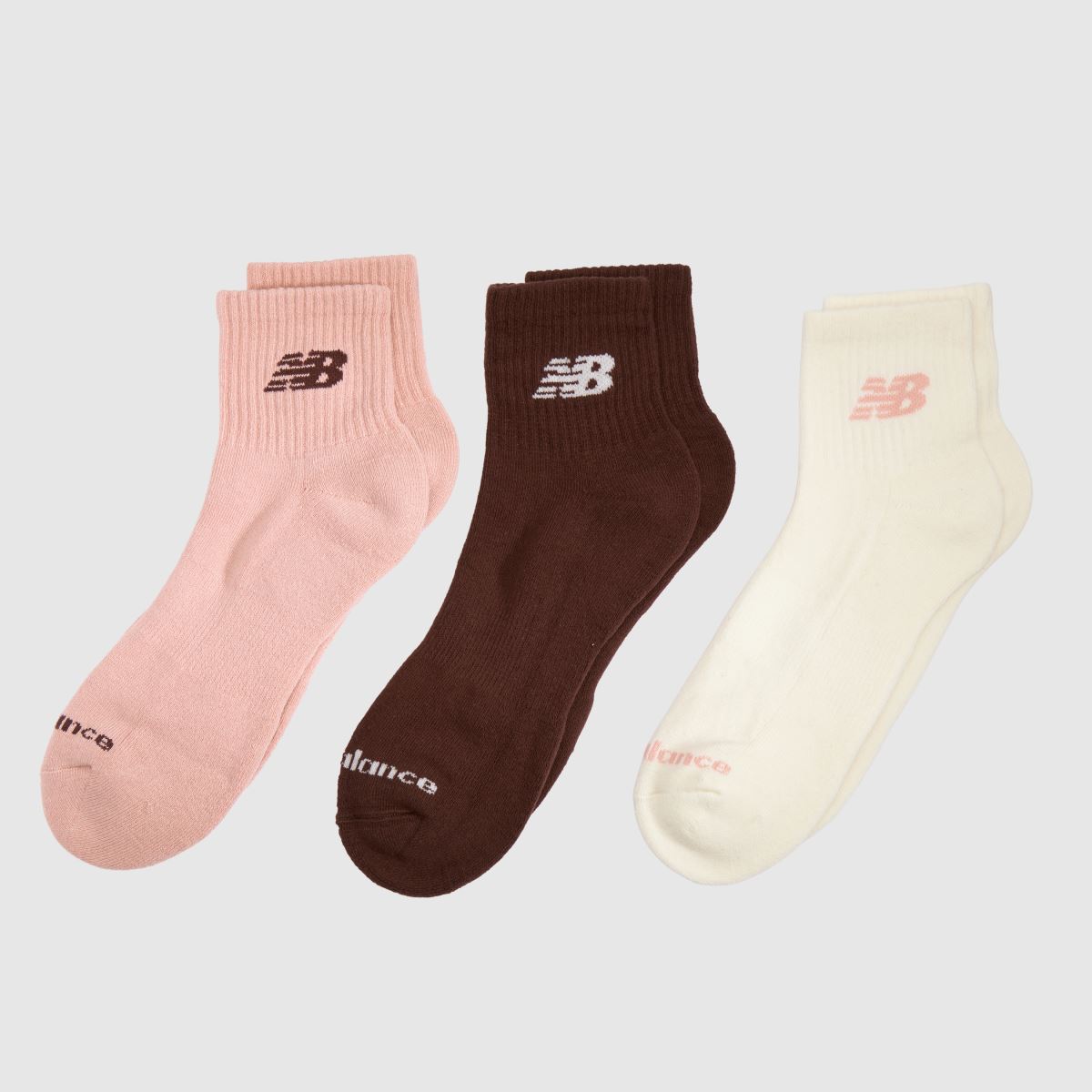 New Balance Everyday Ankle Socks 3PK in Pink Multi New Balance Everyday Ankle Socks 3PK