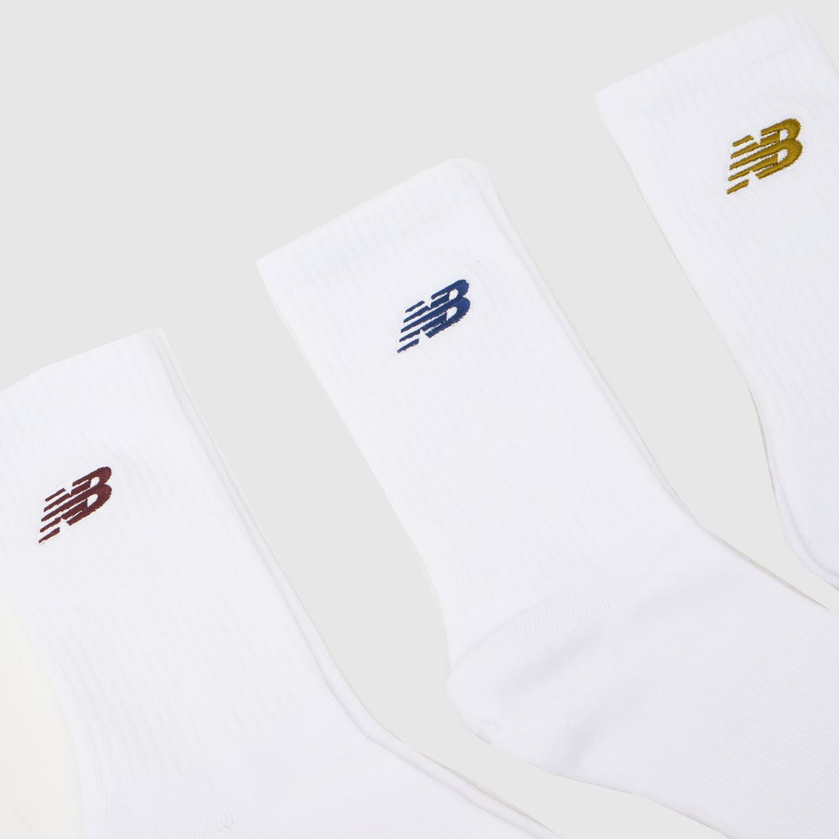 New Balance Mid Calf Embroidered Socks 6PK in White Multi New Balance Mid Calf Embroidered Socks 6PK 1