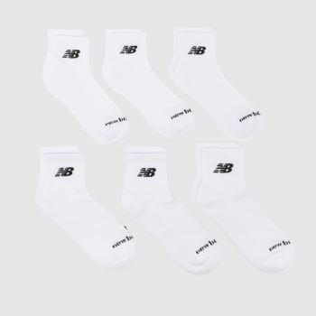 New Balance White & Black Ankle Socks 6PK Socks