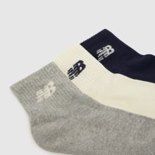 New Balance Ankle Socks 3 Pack in Navy Multi New Balance Ankle Socks 3 Pack,2 of 4