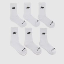 New Balance Everyday Midcalf Socks 6 PK in White & Black New Balance Everyday Midcalf Socks 6 PK,1 of 4