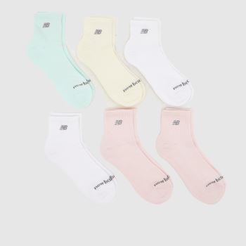 New Balance Multi Pastel Patch Ankle Socks 6PK Socks