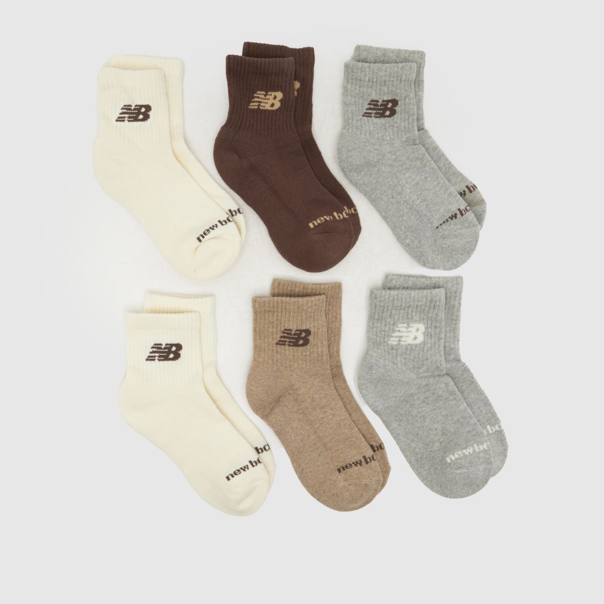 New Balance Brown Multi Everyday Ankle Sock 6 PK