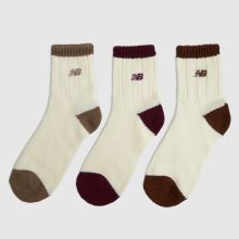 New Balance Chunky Knit Ankle Socks 3PK in Brown Multi New Balance Chunky Knit Ankle Socks 3PK,1 of 4