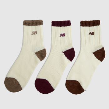 New Balance Brown Multi Chunky Knit Ankle Socks 3PK Socks